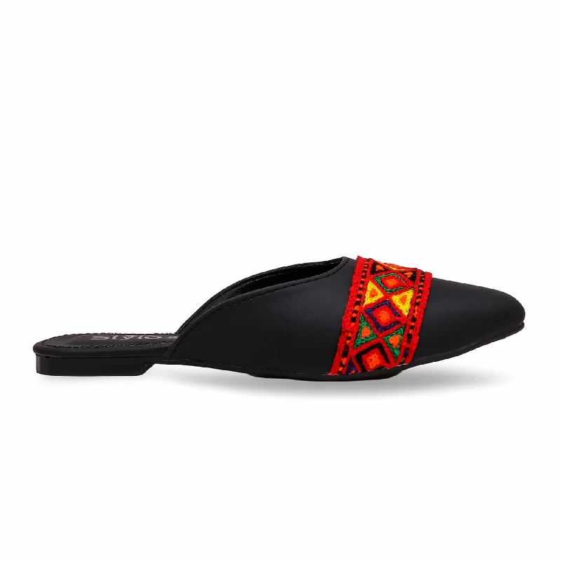 Men's slippers with a breathable fabric upper Black Mules CL1838