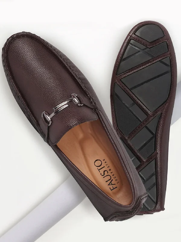 Men's casual shoes with a padded heel for comfort Men Cherry Hand Stitched Horsebit Buckle Loafer and Moccasin Driving Shoes