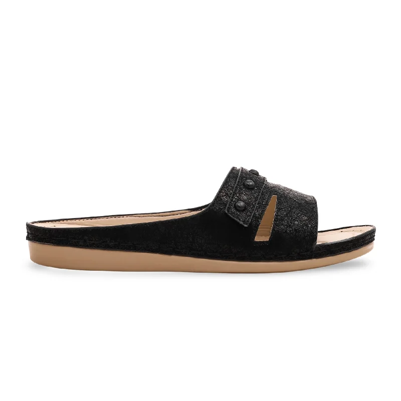 Men's slippers with a breathable fabric upper Black Formal Slipper PU0147