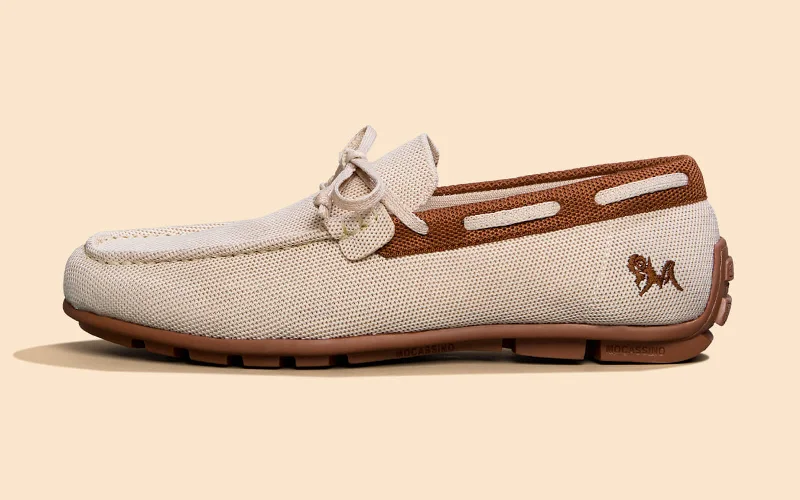 Men's loafers with a low - heeled design Men's loafers with a low - heeled design ReLive Knit Boat Loafers : Beige Men's loafers with a low - heeled design Men's loafers with a low - heeled design ReLive Knit Boat Loafers : Beige