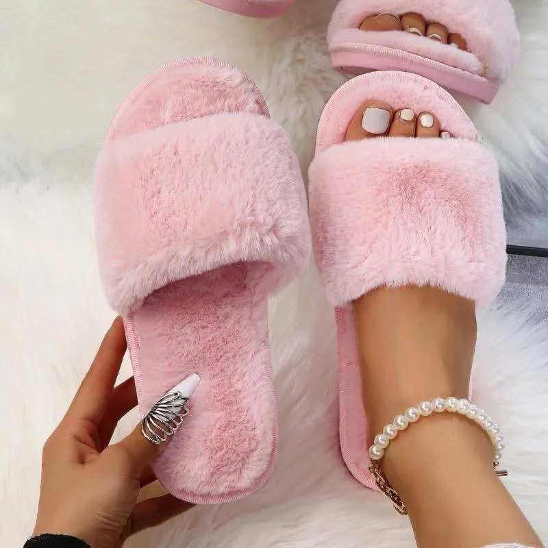 Men's slippers with a memory foam insole Pink fur slipper