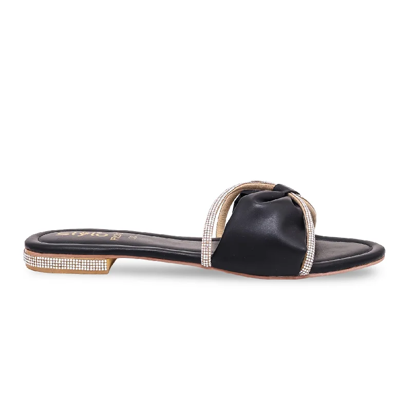 Men's plush slippers with a faux fur lining Black Formal Slipper FR8243