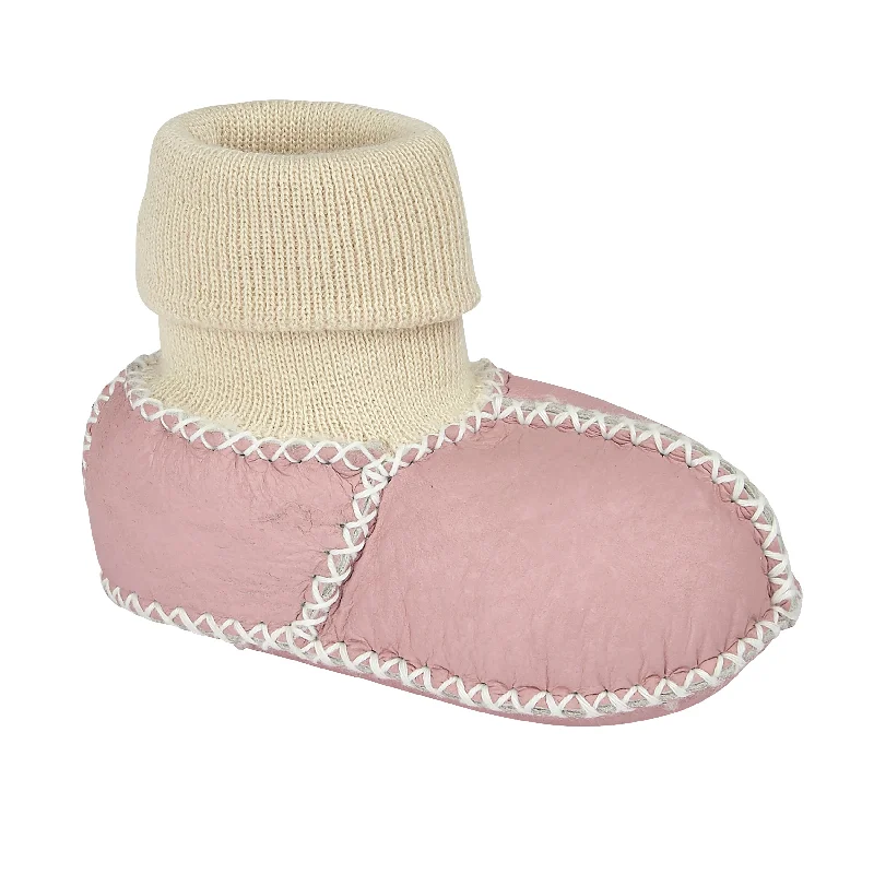 Men's slippers with a soft, flexible sole BABY SHEEPSKIN SLIPPER SOCKS - PINK