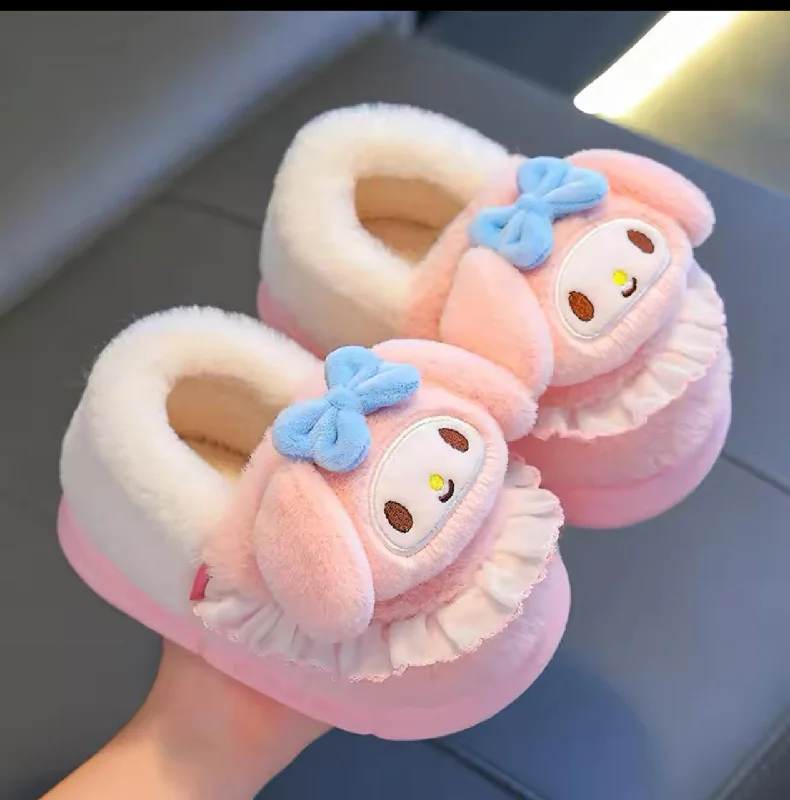 Men's slippers with a stretchy side panel for a better fit Kids comfy fur