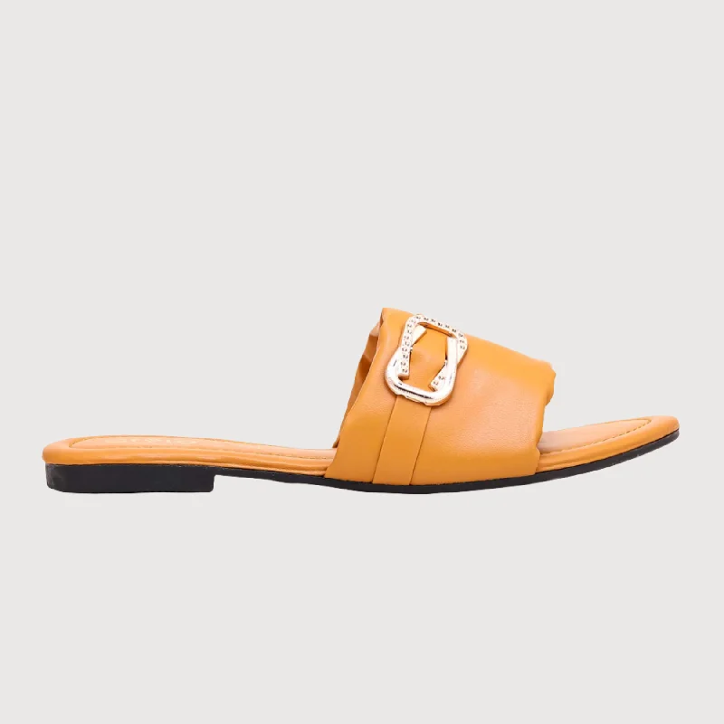Men's plush slippers with a faux fur lining Mustard Casual Slipper CL1665