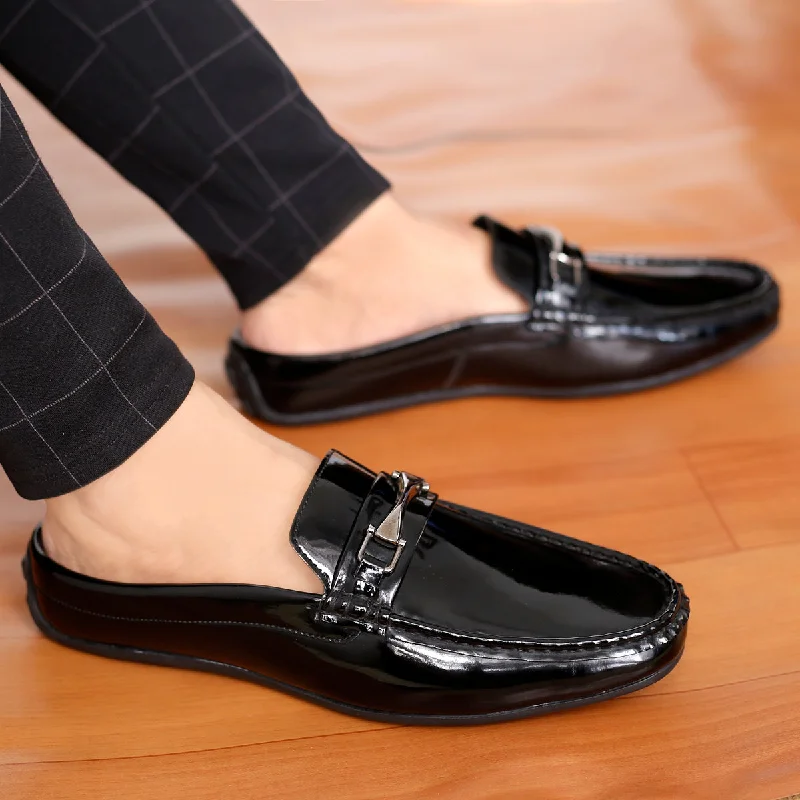 Men's casual shoes with a sporty look and feel Bacca Bucci JAMBOREE Fashion Mules/Clogs/Backless Loafers for Party/Travel/Office-Shiny Black Men's casual shoes with a sporty look and feel Bacca Bucci JAMBOREE Fashion Mules/Clogs/Backless Loafers for Party/Travel/Office-Shiny Black
