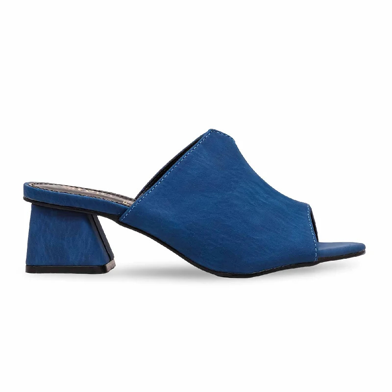 Leather men's slippers with a mule style Blue Formal Slipper FR8272