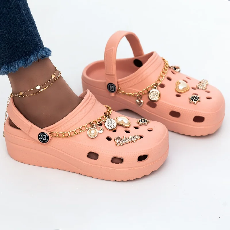 Men's slippers with a stretchy side panel for a better fit Clogs pearl beads