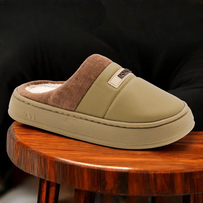 Men's slippers in a warm color like red or brown M0456 men halfshoes