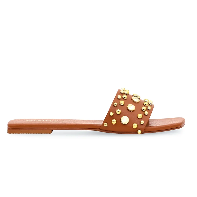 Leather men's slippers with a mule style Mustard Formal Slipper FR8152