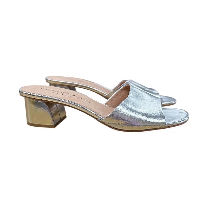 Men's sandals with a stretchy strap for a better fit Men's sandals with a stretchy strap for a better fit Sandals Heels Block By Chinese Laundry In Silver, Size:9.5 Men's sandals with a stretchy strap for a better fit Men's sandals with a stretchy strap for a better fit Sandals Heels Block By Chinese Laundry In Silver, Size:9.5