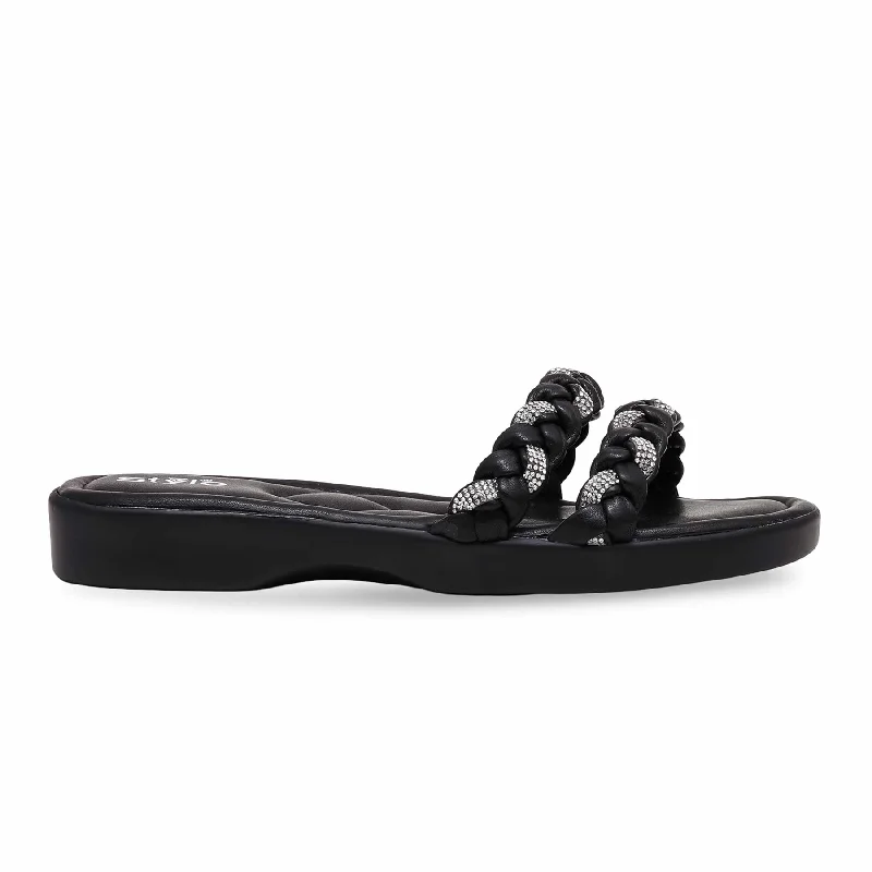 Men's slippers with a rubber sole for outdoor use Black Formal Slipper PU0484
