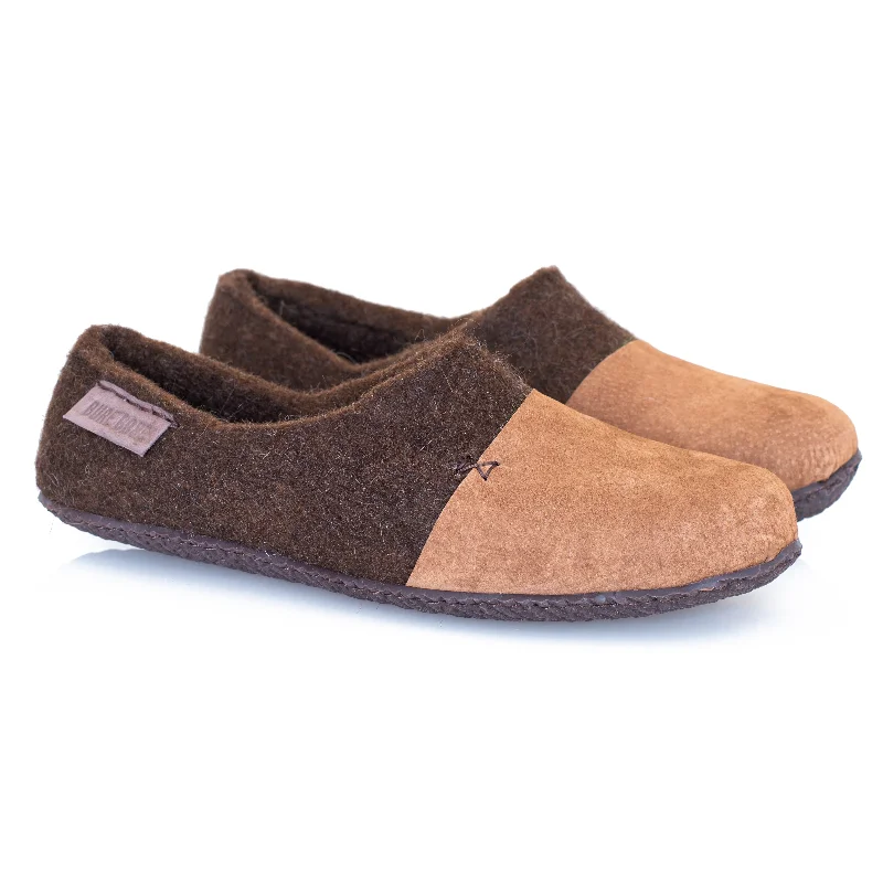 Slipper - boot style men's slippers for cold feet Brown WOOCAPS for Men