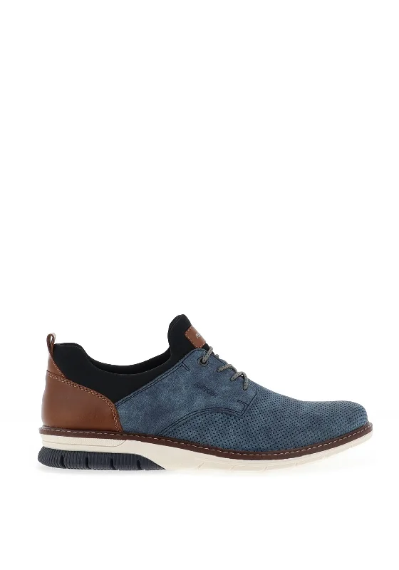 Men's casual shoes with a metallic trim Rieker Mens Laced Perforated Shoes, Blue