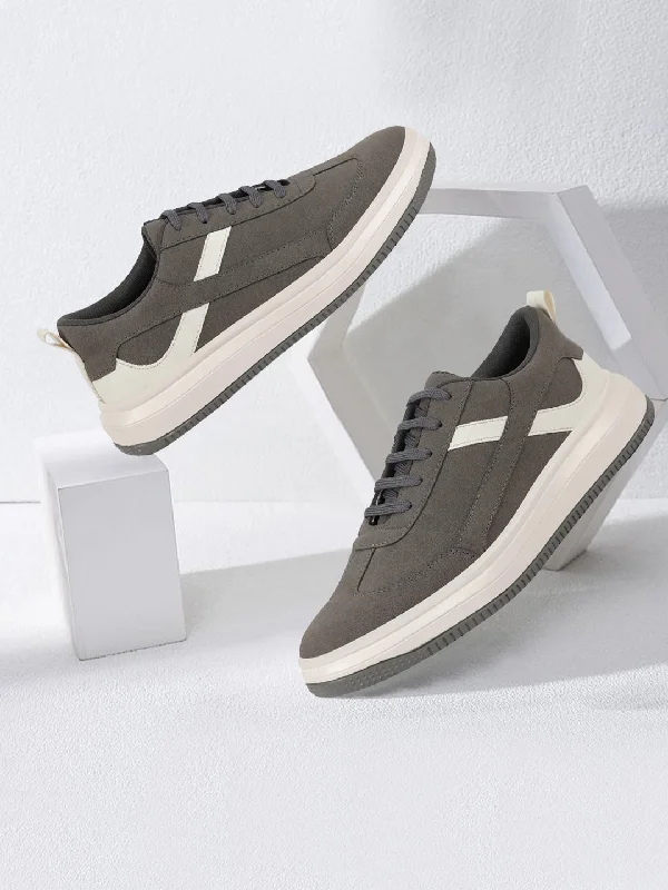 Men's casual sneakers with a mesh upper Men Grey Lace Up White Stripped Trendy All Day Comfortable Lightweight Sneakers Casual Shoes Men's casual sneakers with a mesh upper Men Grey Lace Up White Stripped Trendy All Day Comfortable Lightweight Sneakers Casual Shoes