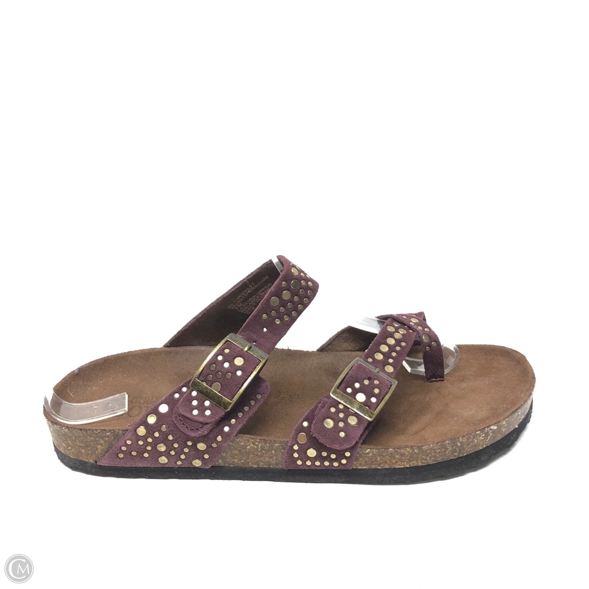 Men's sandals with a decorative buckle or charm Men's sandals with a decorative buckle or charm Sandals Flats By White Mountain In Purple, Size: 7 Men's sandals with a decorative buckle or charm Men's sandals with a decorative buckle or charm Sandals Flats By White Mountain In Purple, Size: 7