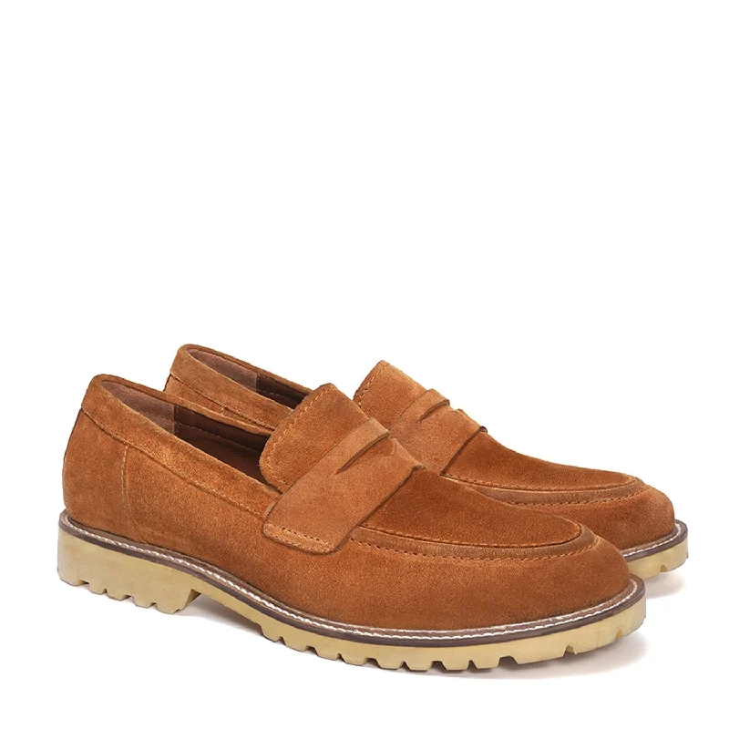 Men's loafers with a leather lining for comfort Men's loafers with a leather lining for comfort Light Weight Lug Sole Loafers in Orange Suede Leather with Triangular Cut-Strap Men's loafers with a leather lining for comfort Men's loafers with a leather lining for comfort Light Weight Lug Sole Loafers in Orange Suede Leather with Triangular Cut-Strap