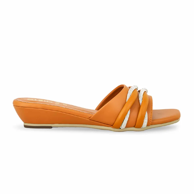 Men's slippers with a logo patch on the side Mustard Wedge Heel Slipper FR8286