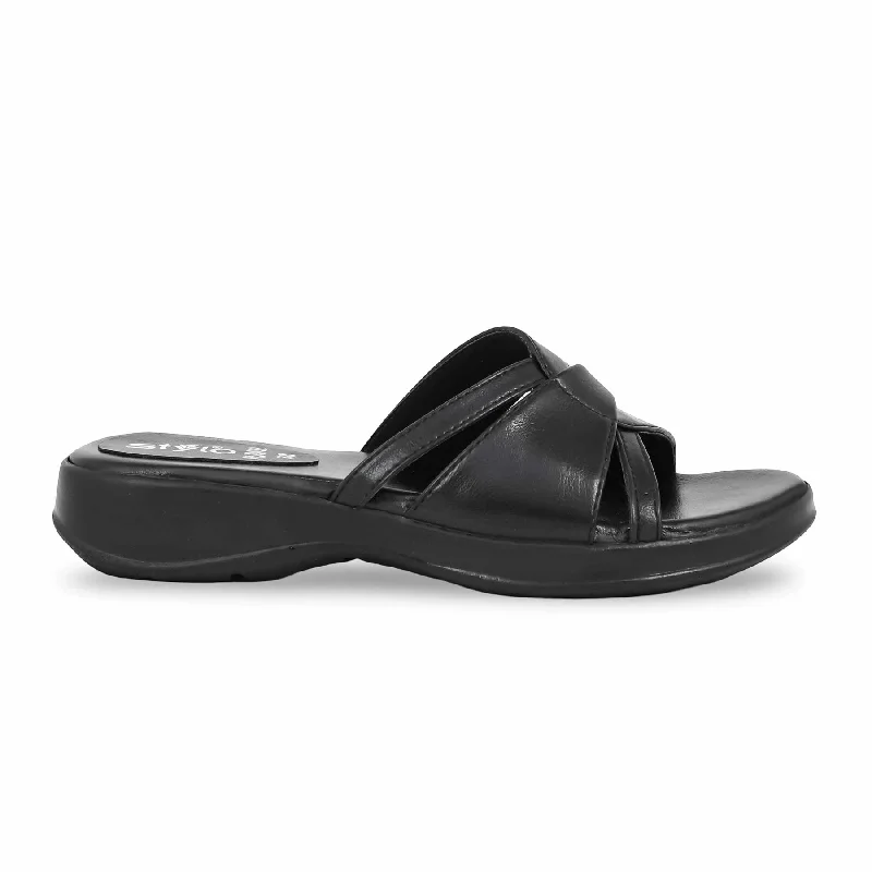 Men's slippers with a wool blend upper for warmth Black Formal Slipper PU0492
