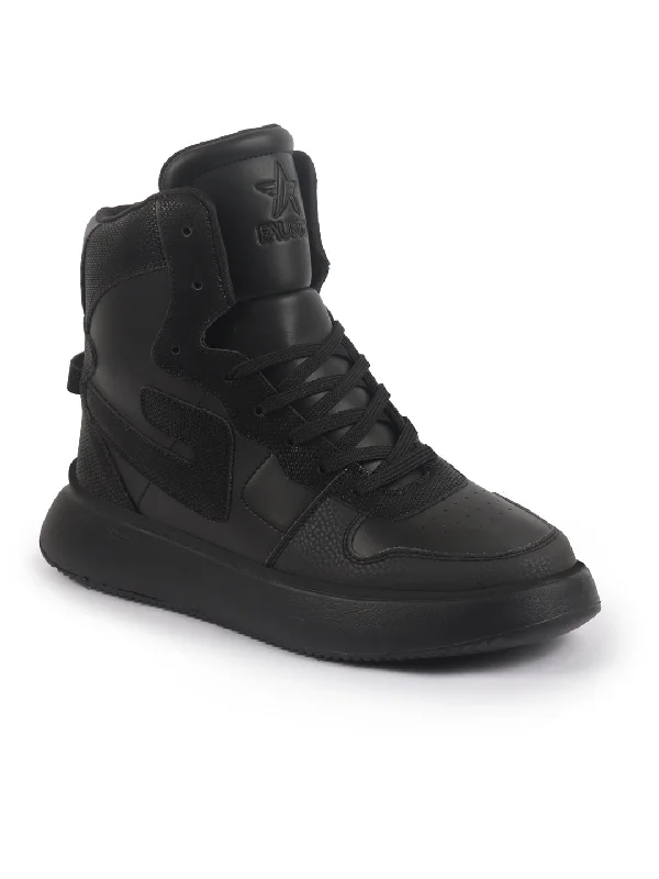 Men's casual shoes with a floral print for a unique style FAUSTO Men Black High Top Chunky Classic Lace Up Sneakers|High Ankle Sneakers With Memory Cushion|Lightweight All Day Sneakers Men's casual shoes with a floral print for a unique style FAUSTO Men Black High Top Chunky Classic Lace Up Sneakers|High Ankle Sneakers With Memory Cushion|Lightweight All Day Sneakers