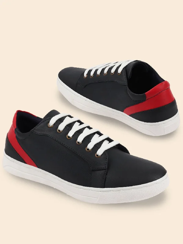 Men's casual shoes with a geometric pattern Men Navy Blue Stylish Lace Up Sneakers
