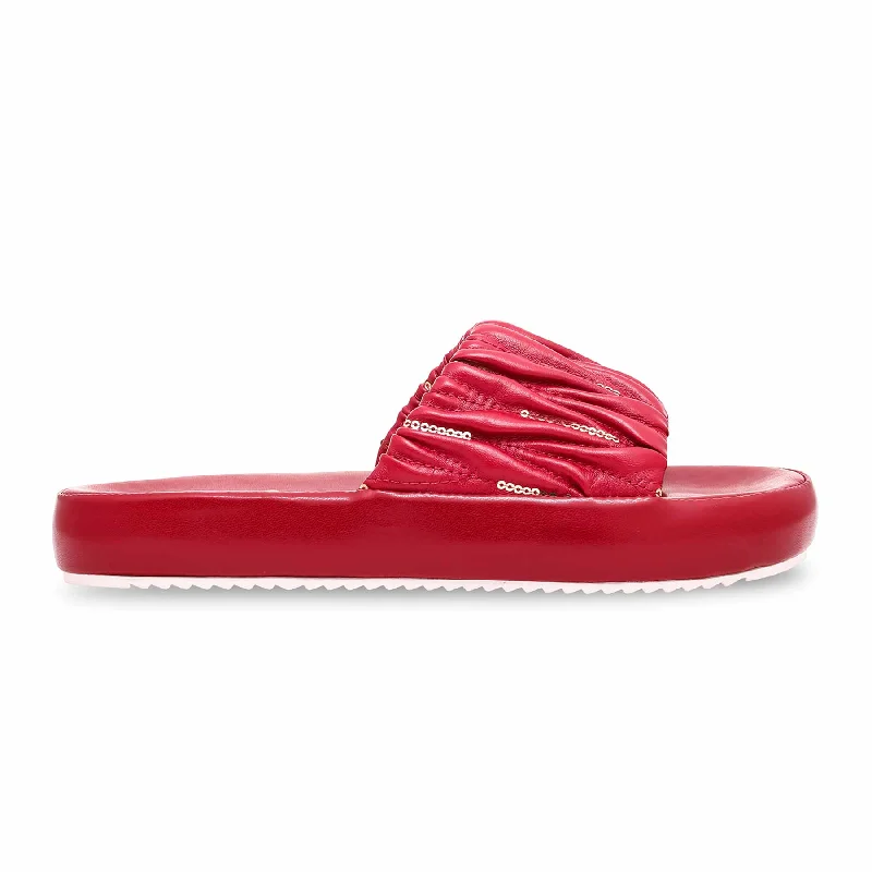 Men's slippers with a breathable fabric upper Maroon Formal Slipper PU0309