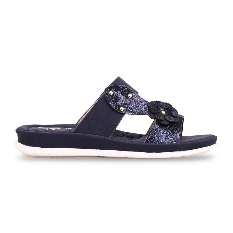 Men's slippers with a logo patch on the side Blue Formal Slipper PU0057