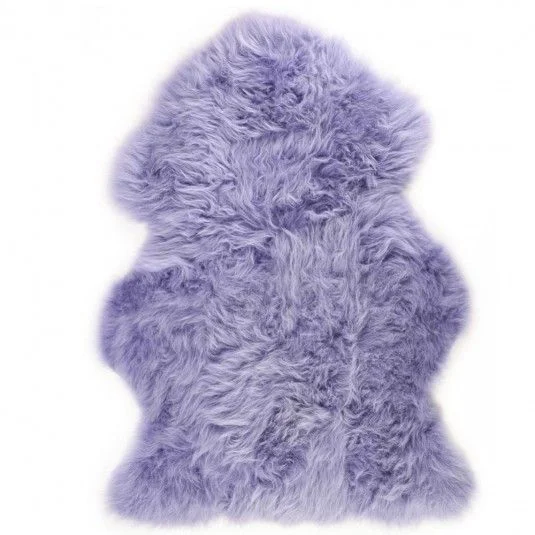 Leather men's slippers with a mule style NATURAL SHEEPSKIN RUG COLOUR LILAC