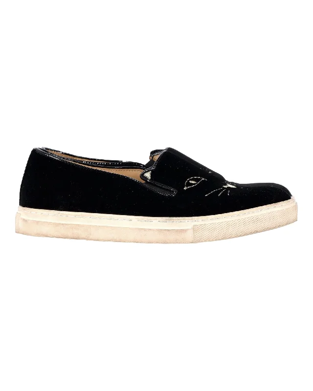 Men's loafers with a low - heeled design Men's loafers with a low - heeled design Charlotte Olympia Embroidered Accent Sneakers in Black Velvet Men's loafers with a low - heeled design Men's loafers with a low - heeled design Charlotte Olympia Embroidered Accent Sneakers in Black Velvet
