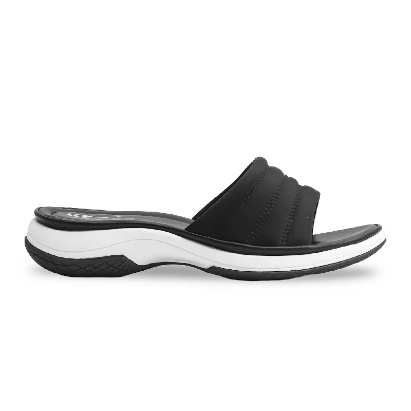 Men's slippers in a warm color like red or brown Black Formal Slipper PU0351