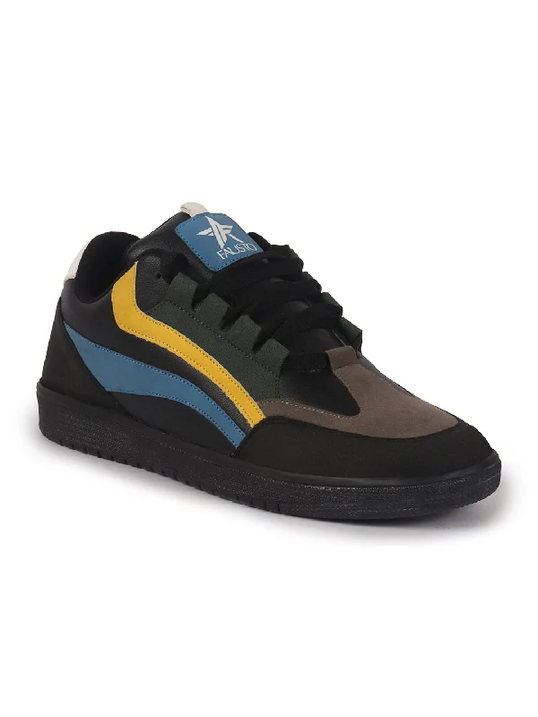 Men's casual shoes with a thick sole for added height Men Black Colorblocked Low Top Classic Lace-Up Sneaker Shoes|Low Ankle Casual Shoes|All Day Comfortable Sneakers Men's casual shoes with a thick sole for added height Men Black Colorblocked Low Top Classic Lace-Up Sneaker Shoes|Low Ankle Casual Shoes|All Day Comfortable Sneakers