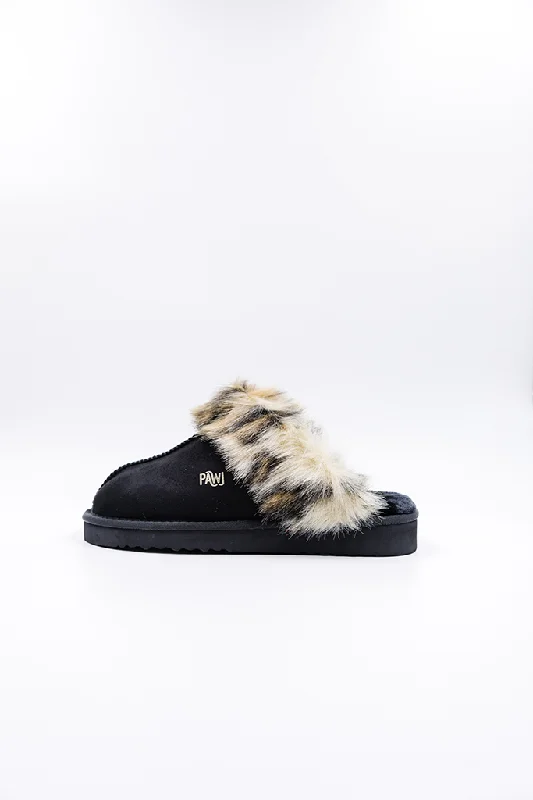 Men's slippers with a shock - absorbing midsole PAWJ Slippers | Black / Wild Leopard