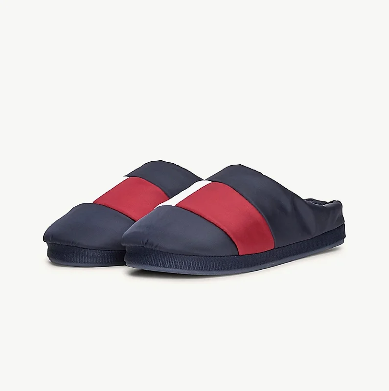Men's plush slippers with a faux fur lining Tommy Hilfiger NYLON FLAG Mens Mule Slippers Desert Sky
