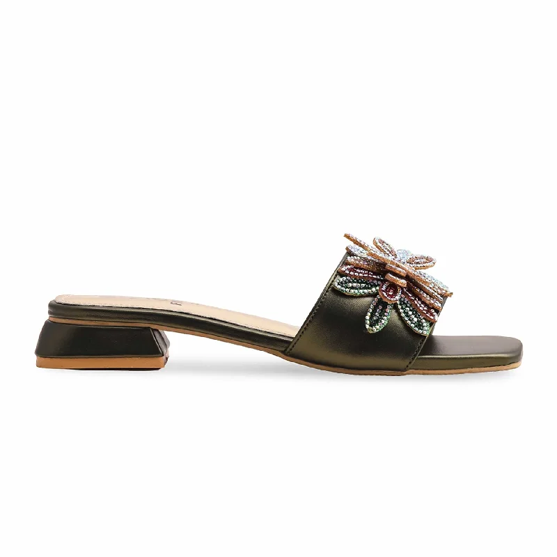 Men's slippers with a breathable fabric upper Olive Fancy Slipper FN7945