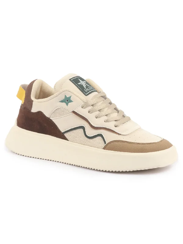 Men's casual shoes with a logo patch on the tongue Men Beige Low Top Lightweight Classic Lace-Up Sneaker Shoes|Low Ankle Casual Shoes|All Day Comfortable Sneakers Men's casual shoes with a logo patch on the tongue Men Beige Low Top Lightweight Classic Lace-Up Sneaker Shoes|Low Ankle Casual Shoes|All Day Comfortable Sneakers