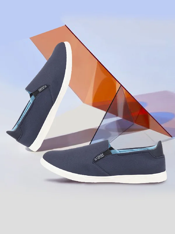 Men's casual shoes with a metallic trim Men Navy Blue Casual Canvas Slip-On Loafers Men's casual shoes with a metallic trim Men Navy Blue Casual Canvas Slip-On Loafers