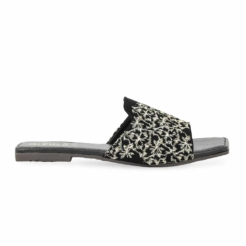Men's slippers with a leather sole for a classic look Black Casual Slipper CL2005