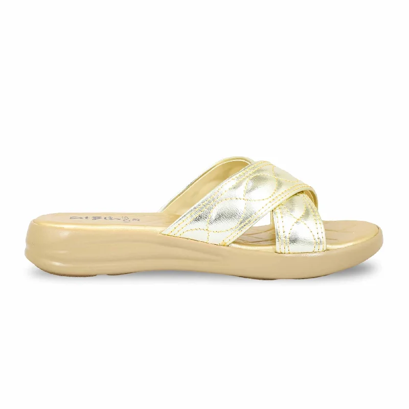 Men's slippers with a non - slip outsole for safety Golden Platform Heel Slipper PU0486