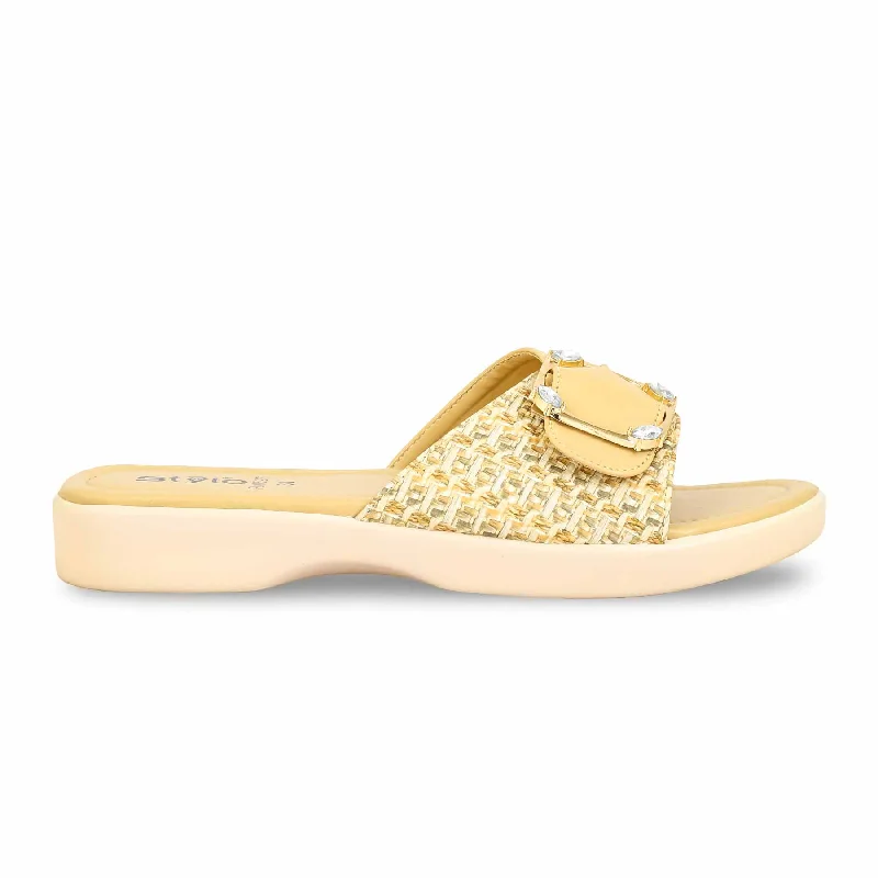 Men's slippers with a decorative pom - pom or tassel Beige Formal Slipper PU0523