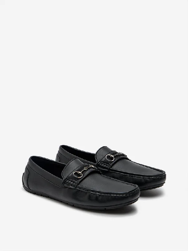 Men's casual shoes with a geometric pattern SOLEPLAY Black Penny Loafers