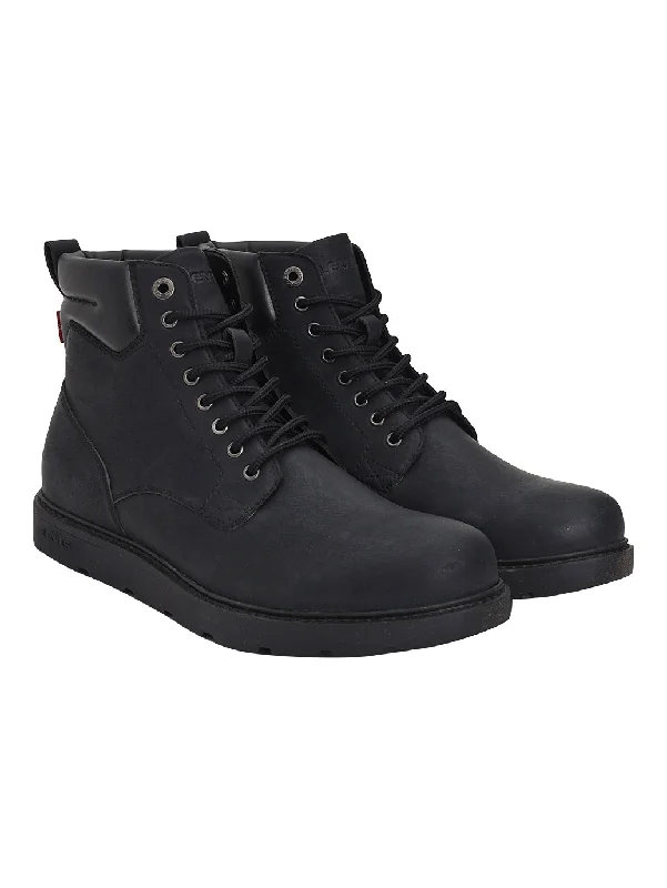 Men's casual shoes with a thick sole for added height Men's Black Solid Boots