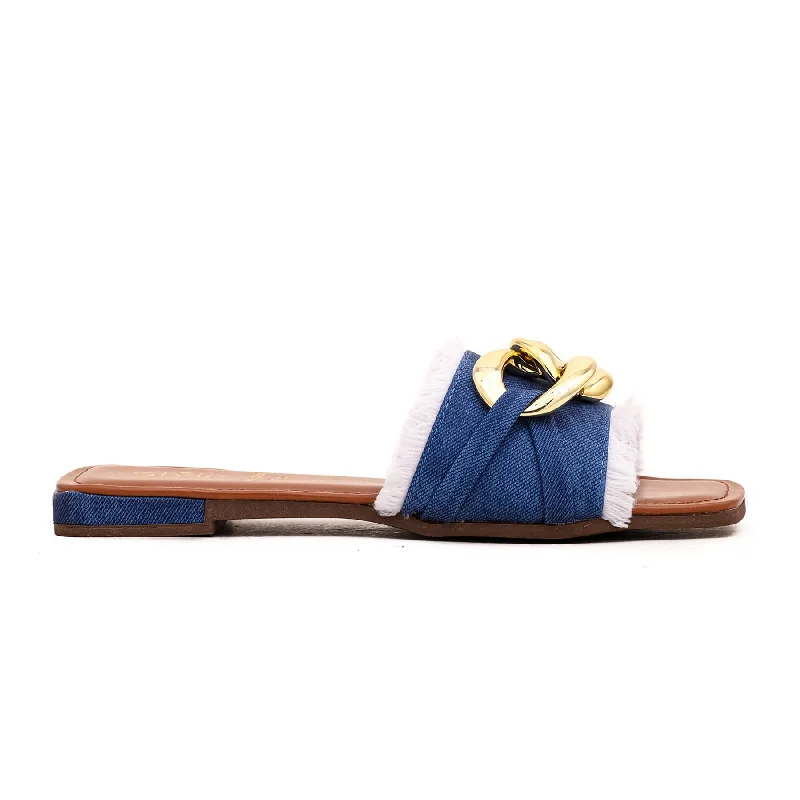 Men's slippers with a leather sole for a classic look Blue Formal Slipper FR8066