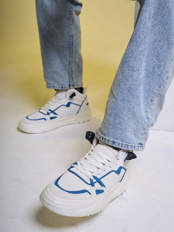 Men's casual shoes with a thick sole for added height Men Blue Colorblocked High Top Feather Lite Lace Up Sneakers|High Ankle Sneaker Shoes|Chunky Lace Up Casual Shoes Men's casual shoes with a thick sole for added height Men Blue Colorblocked High Top Feather Lite Lace Up Sneakers|High Ankle Sneaker Shoes|Chunky Lace Up Casual Shoes