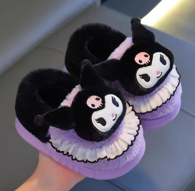 Men's slippers with a non - slip outsole for safety Kids comfy fur