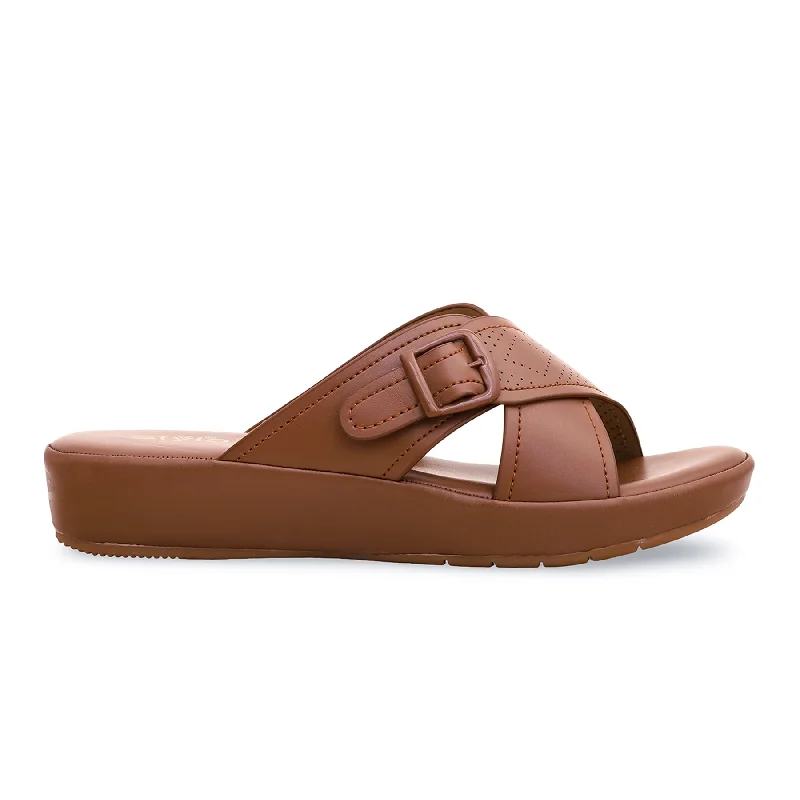 Men's slippers with a logo patch on the side Brown Formal Slipper FR8182