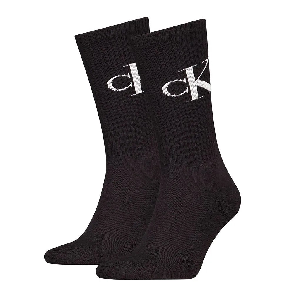 Men's slippers with a leather sole for a classic look Calvin Klein 2 Pack Monogram Mens Socks Black