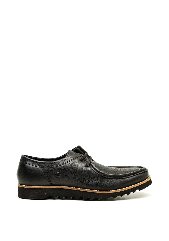 Men's casual shoes with a geometric pattern Base London Becker Leather Shoes, Black Men's casual shoes with a geometric pattern Base London Becker Leather Shoes, Black