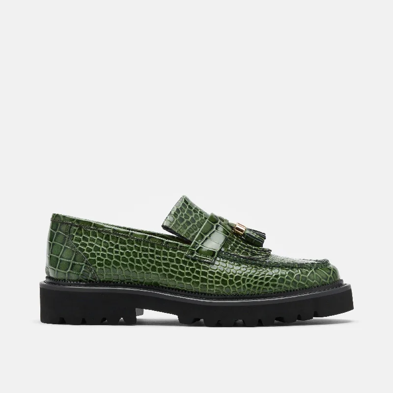 Men's loafers with a perforated leather upper for ventilation Men's loafers with a perforated leather upper for ventilation Journey Green Croc Leather Lug Tassel Loafer Men's loafers with a perforated leather upper for ventilation Men's loafers with a perforated leather upper for ventilation Journey Green Croc Leather Lug Tassel Loafer
