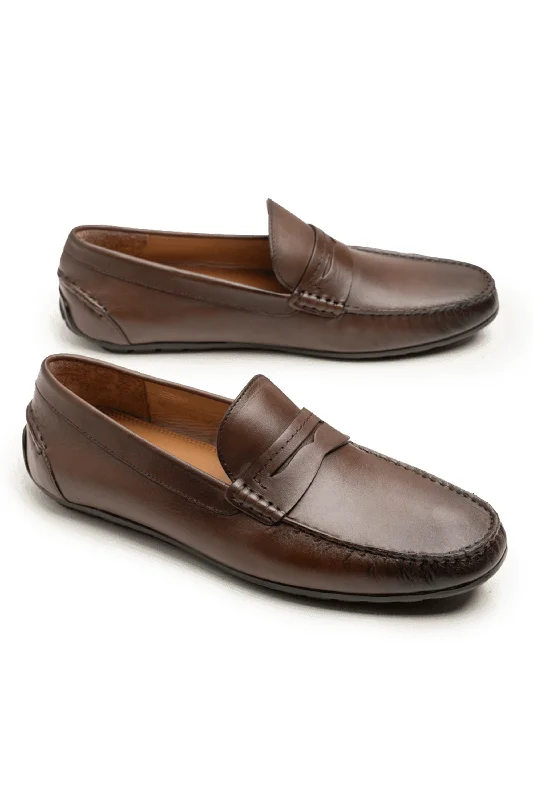 Men's casual shoes with a floral print for a unique style LOGO 9266 BROWN