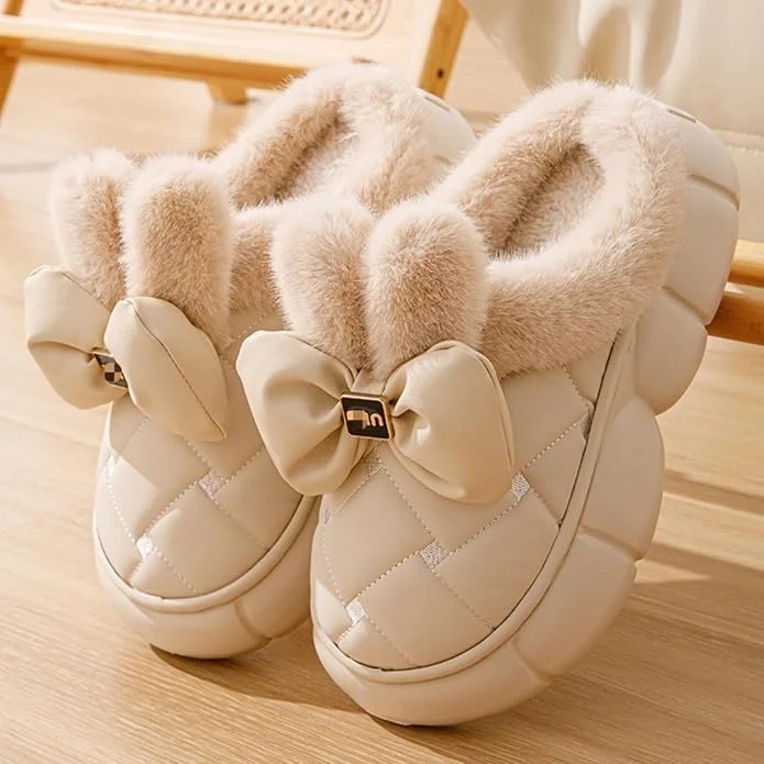 Men's plush slippers with a faux fur lining Bunny bow comfy